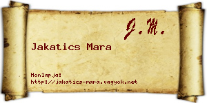 Jakatics Mara névjegykártya